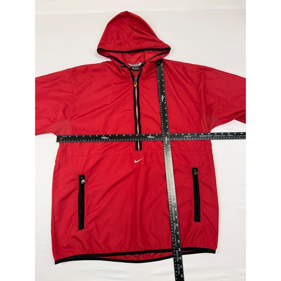 Vintage Y2K Nike Center Swoosh Mens Red Half Zip Hooded Windbreaker Jacket Large - Picture 9 of 15